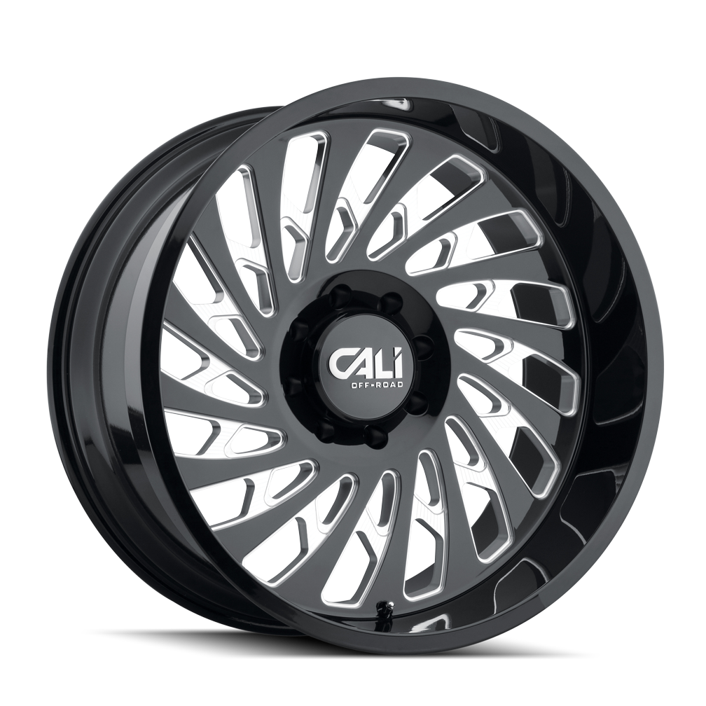 Cali Off-road SWITCHBACK Gloss black milled 24x12 -51 8x165.1mm 130.8mm - Wheelwiz