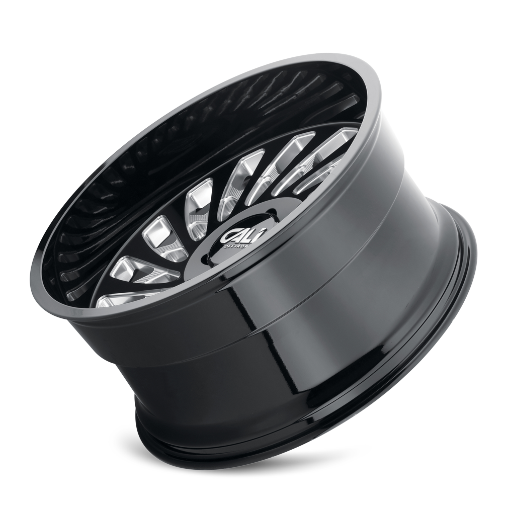 Cali Off-road SWITCHBACK Gloss black milled 22x12 -51 8x165.1mm 130.8mm - Wheelwiz