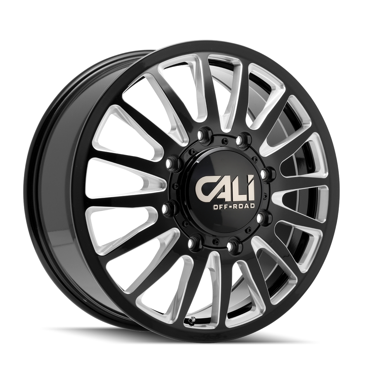 Cali Off-road SUMMIT DUALLY Gloss black milled 20x8.25 +115 8x210mm 154.2mm - Wheelwiz
