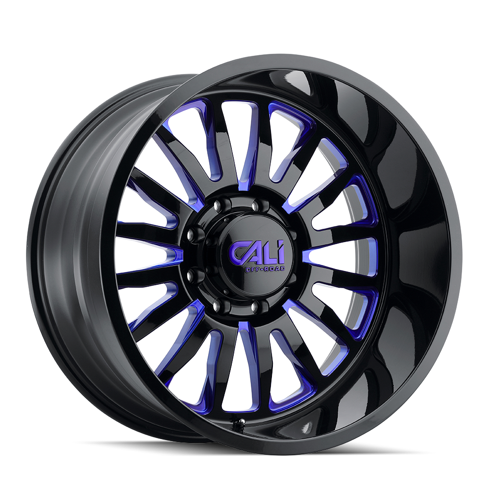 Cali Off-road SUMMIT Gloss black milled prism blue 20x9 0 6x139.7mm 106mm - Wheelwiz