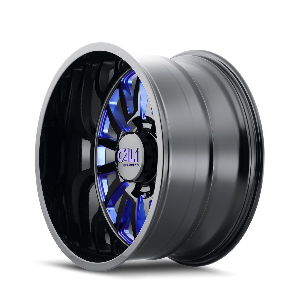 Cali Off-road SUMMIT Gloss black milled prism blue 20x10 -25 6x139.7mm 106mm - Wheelwiz