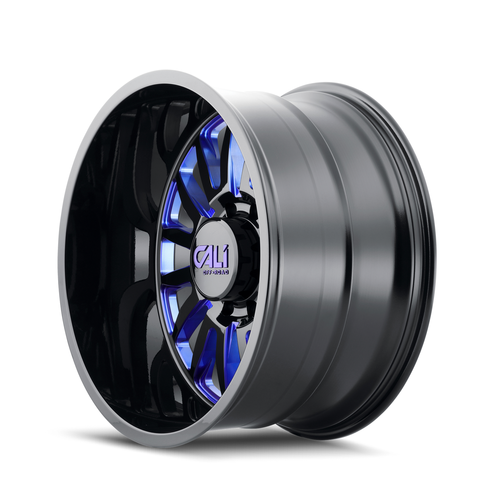 Cali Off-road SUMMIT Gloss black milled prism blue 22x12 -51 8x170mm 125.2mm - Wheelwiz