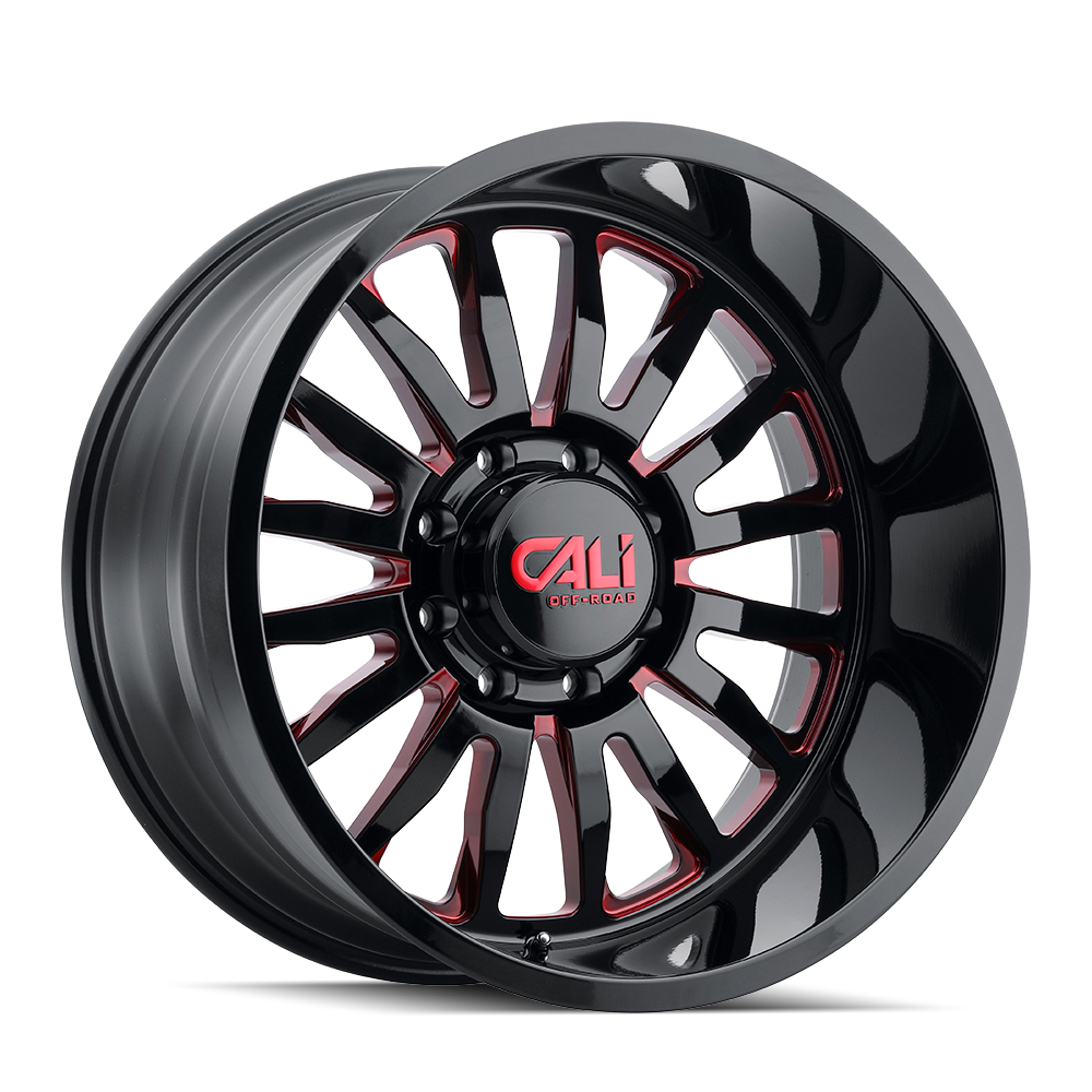 Cali Off-road SUMMIT Gloss black milled prism red 24x14 -76 8x170mm 125.2mm - Wheelwiz