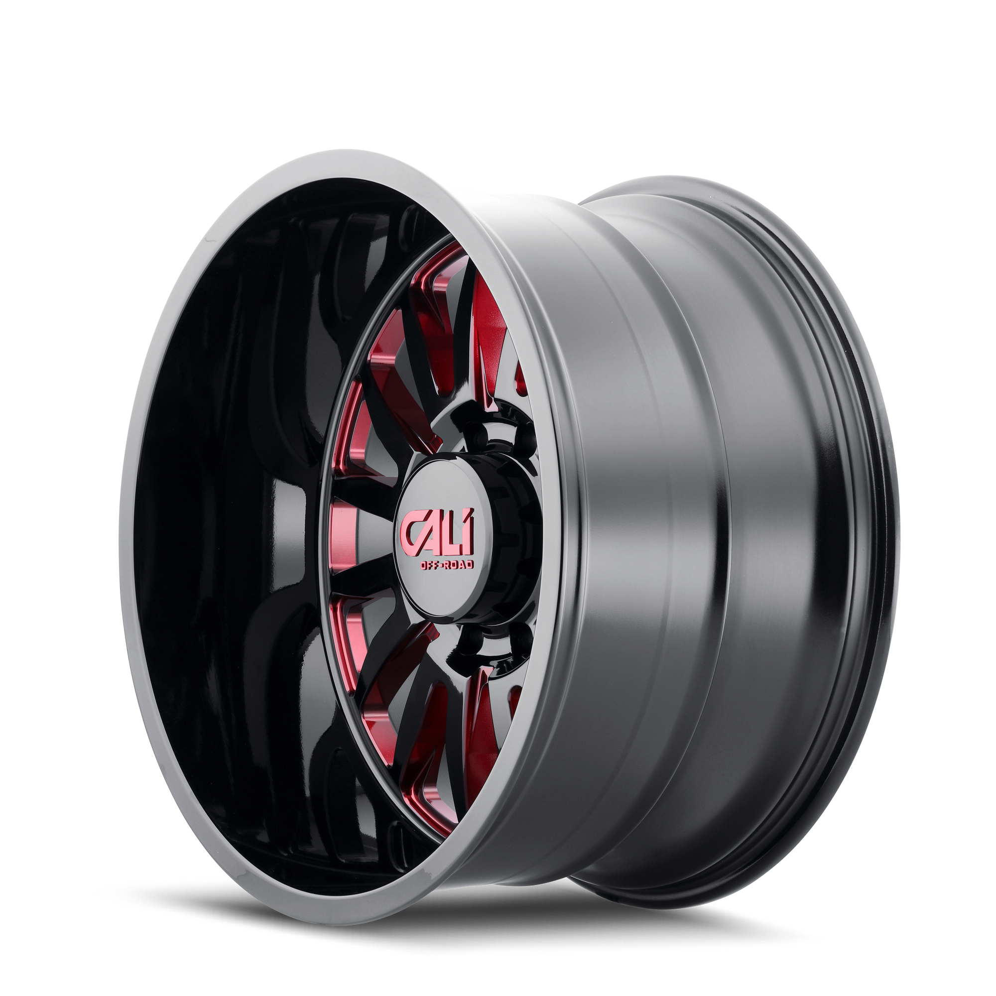 Cali Off-road SUMMIT Gloss black milled prism red 22x12 -51 5x139.7mm 87.1mm - Wheelwiz