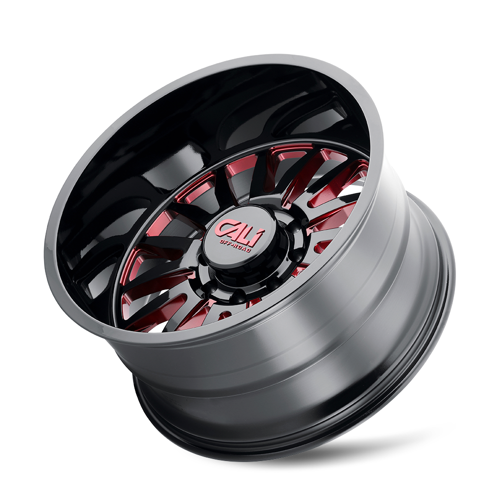 Cali Off-road SUMMIT Gloss black milled prism red 20x10 -25 6x139.7mm 106mm - Wheelwiz