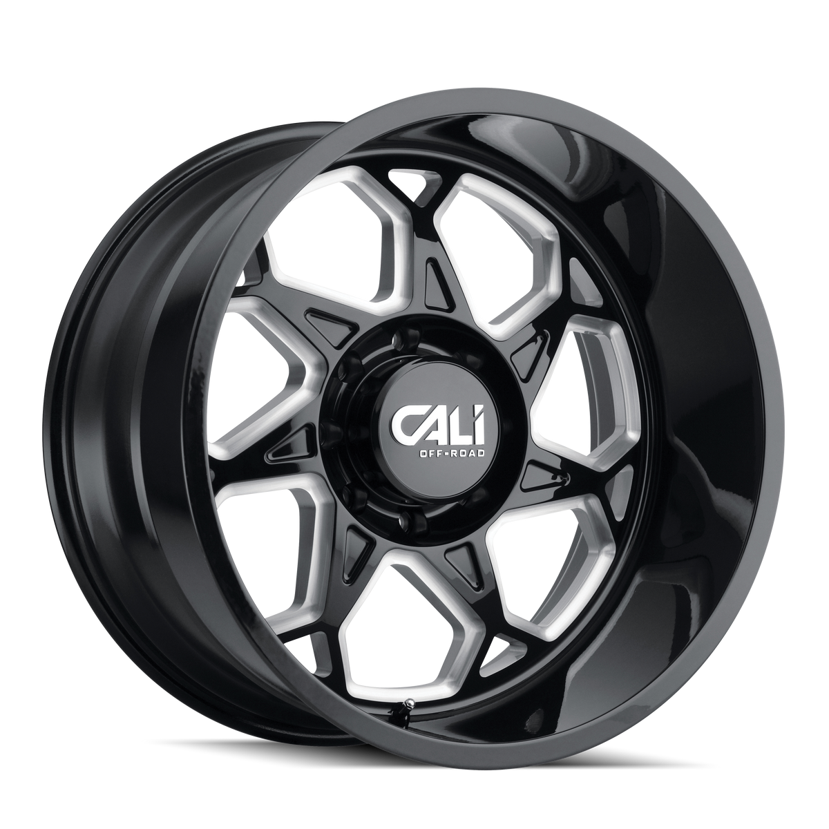 Cali Off-road SEVENFOLD Gloss black milled 20x9 -12 6x139.7mm 106mm - Wheelwiz