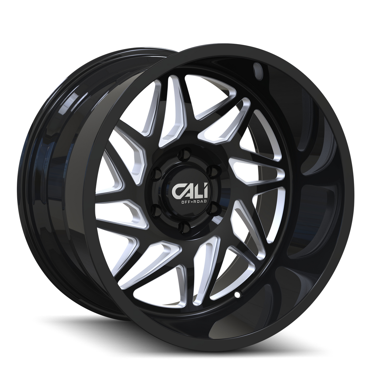 Cali Off-road GEMINI Gloss black milled 24x14 -76 8x165.1mm 125.2mm - Wheelwiz