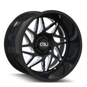 Cali Off-road GEMINI Gloss black milled 22x12 -51 6x139.7mm 106mm - Wheelwiz