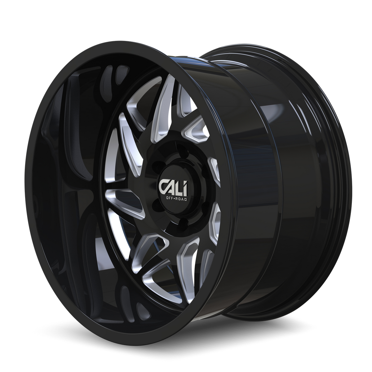 Cali Off-road GEMINI Gloss black milled 20x10 -25 6x139.7mm 106mm - Wheelwiz