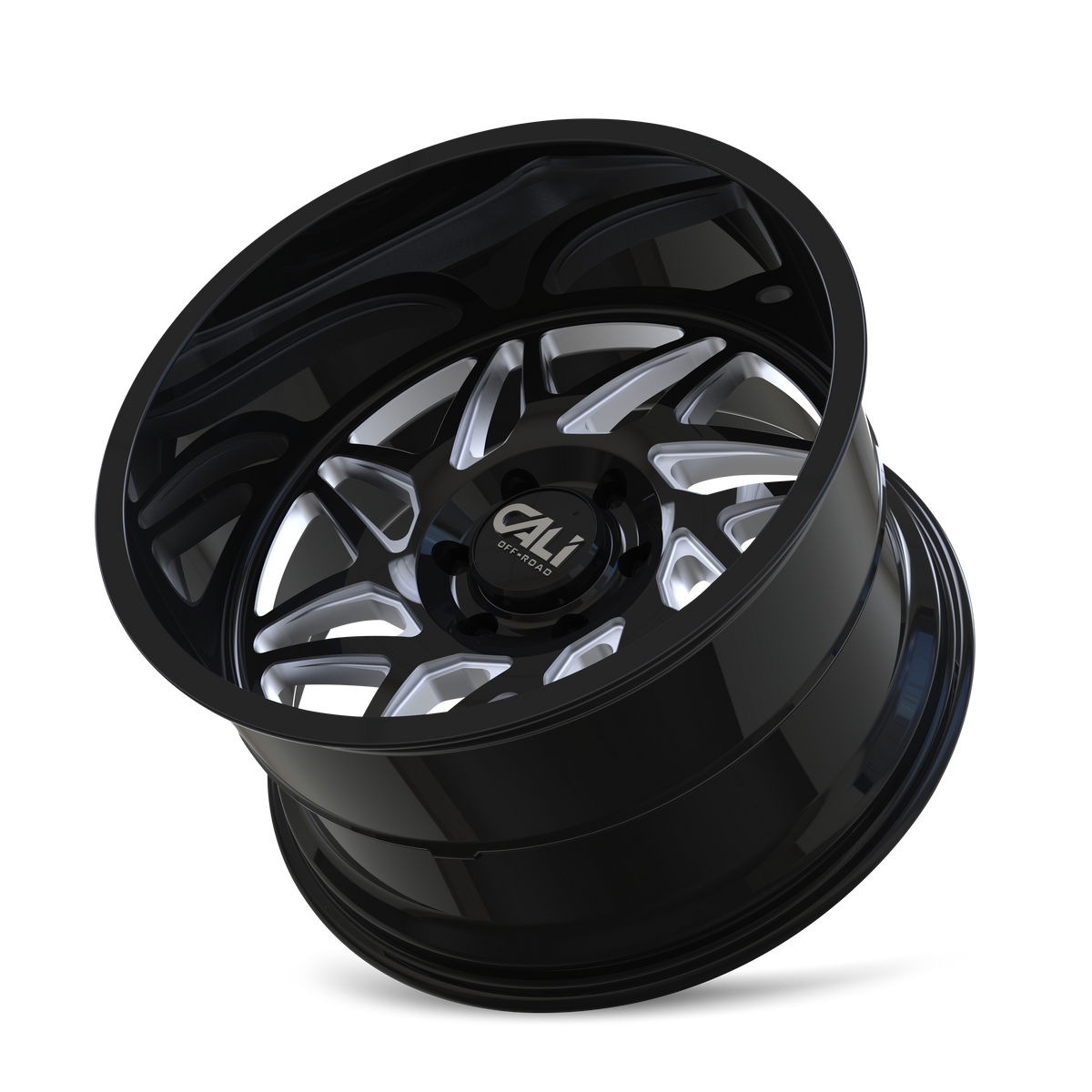 Cali Off-road GEMINI Gloss black milled 22x12 -51 6x139.7mm 106mm - Wheelwiz