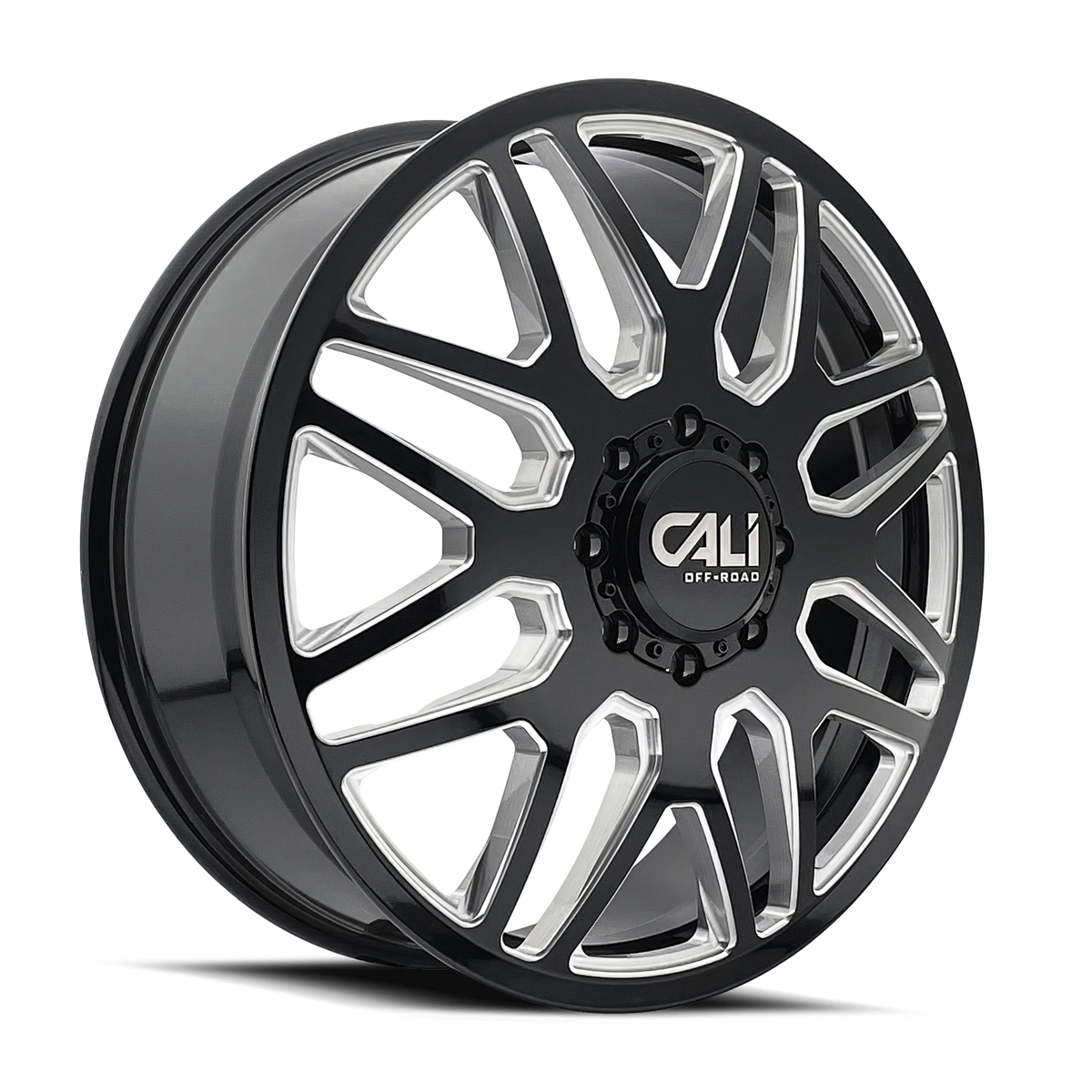 Cali Off-road INVADER DUALLY Gloss black milled 22x8.25 -232 8x200mm 142mm - Wheelwiz