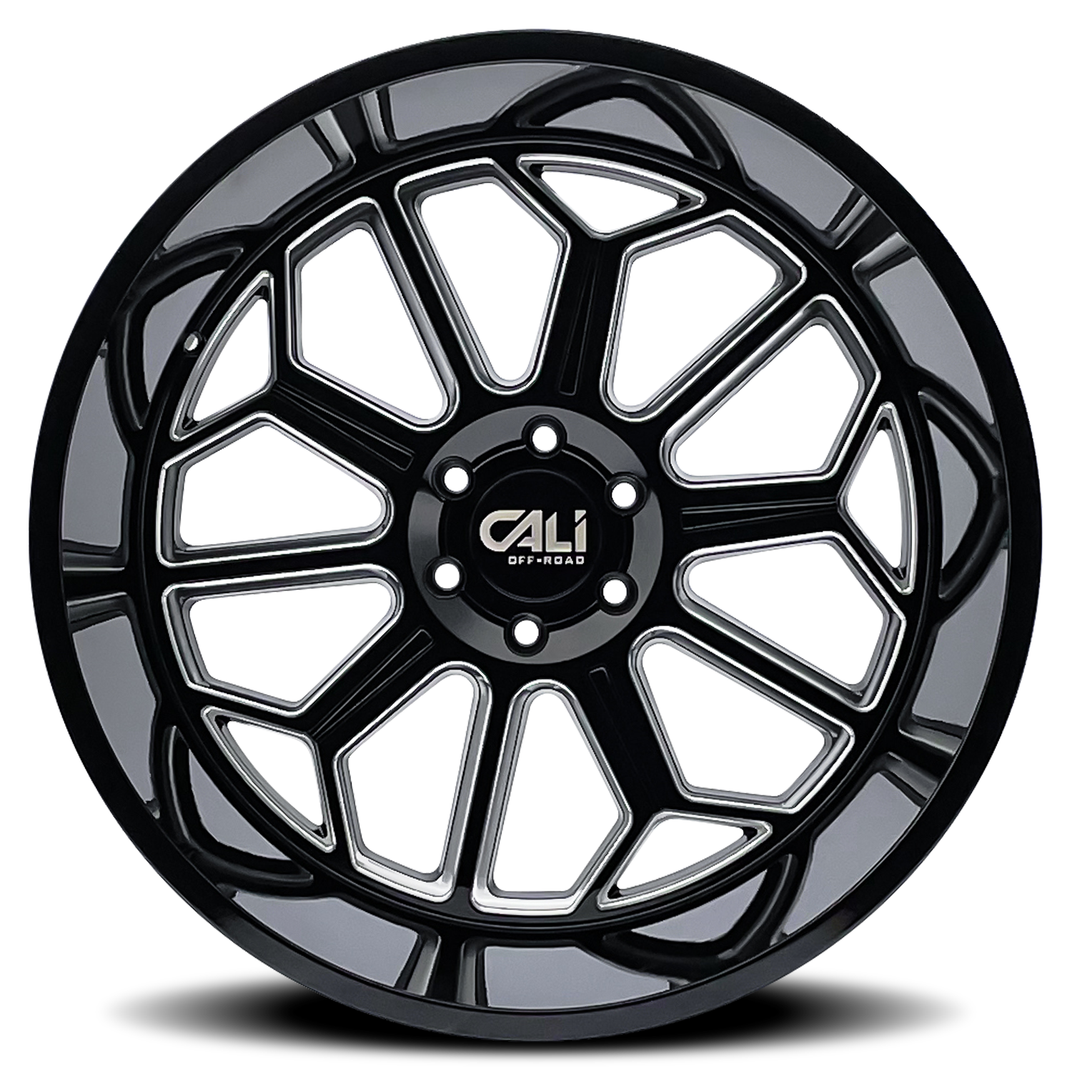 Cali Off-road AUBURN Gloss black milled 22x12 -51 6x135mm 87.1mm - WheelWiz