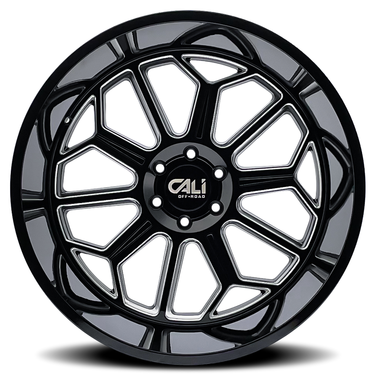 Cali Off-road AUBURN Gloss black milled 20x9 -12 8x180mm 124.1mm - Wheelwiz