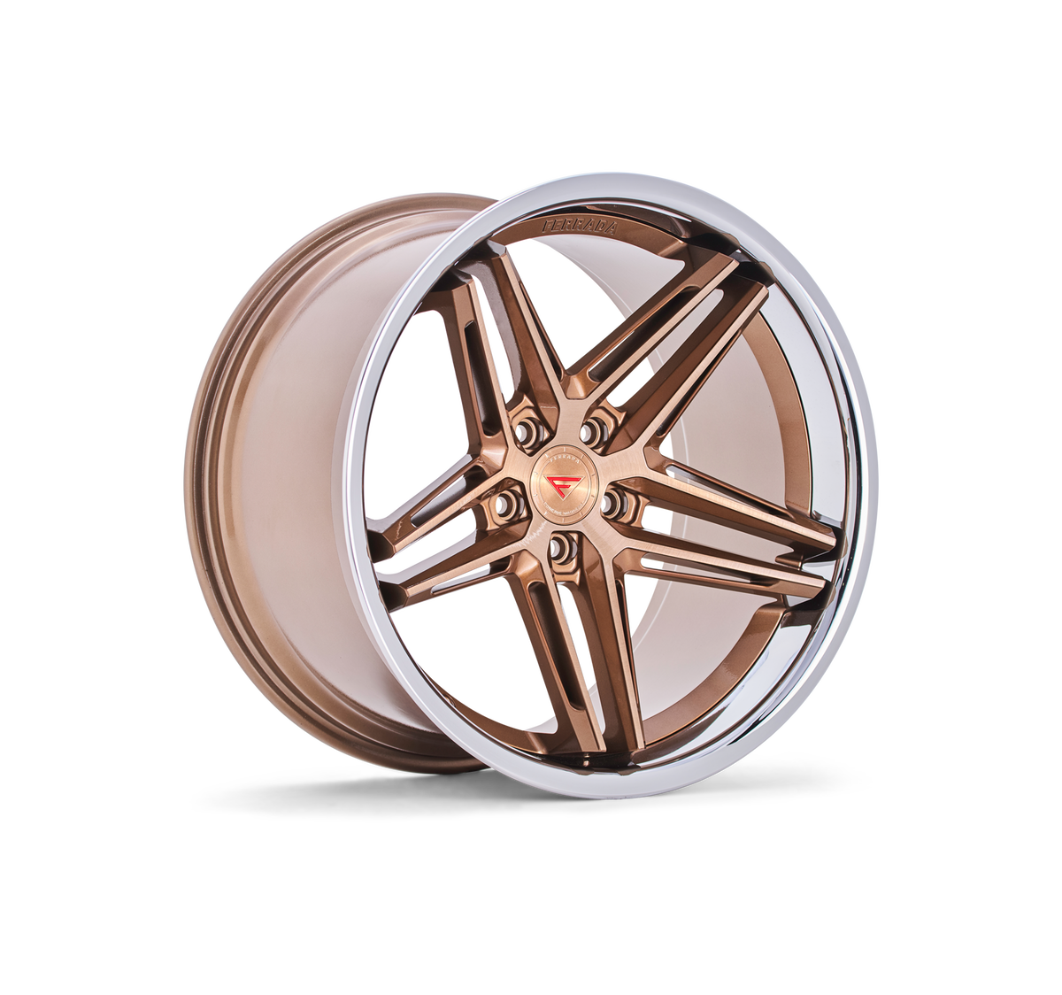 Ferrada Wheels CM1 Brushed Cobre /  Chrome Lip 22x9 +42 5x130mm 71.6mm - Wheelwiz