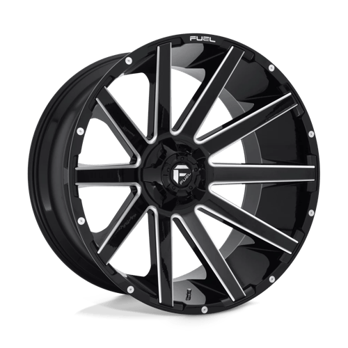 Fuel Offroad D615 CONTRA Gloss Black Milled 24x12 -44 6x135|6x139.7mm  106.1mm | Wheelwiz