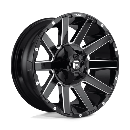 Fuel Offroad D615 CONTRA Gloss Black Milled 20x9 +1 8x165.1mm 125.1mm - Wheelwiz