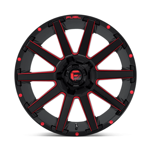 Fuel Offroad D643 CONTRA Gloss Black Red Tinted Clear 20x9 +1 6x135|6x139.7mm 106.1mm - Wheelwiz