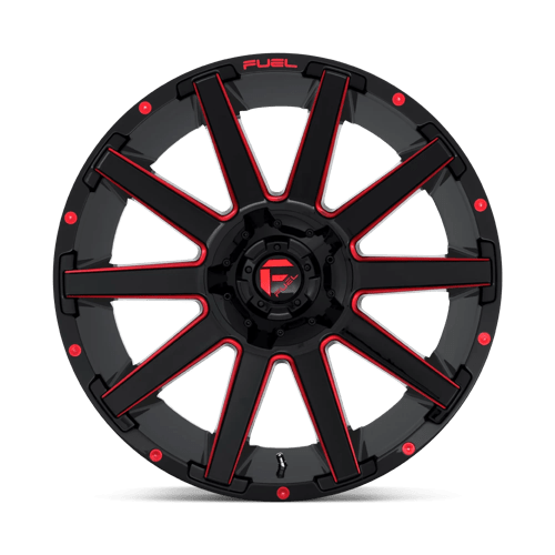 Fuel Offroad D643 CONTRA Gloss Black Red Tinted Clear 24x12 -44 8x165.1mm 125.1mm - WheelWiz
