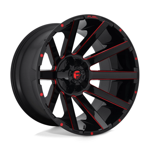 Fuel Offroad D643 CONTRA Gloss Black Red Tinted Clear 24x14 -75 8x180mm 124.2mm - Wheelwiz