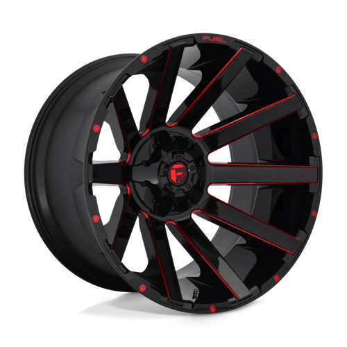 Fuel Offroad D643 CONTRA Gloss Black Red Tinted Clear 24x14 -75 8x165.1mm 125.1mm - WheelWiz