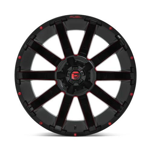 Fuel Offroad D643 CONTRA Gloss Black Red Tinted Clear 24x14 -75 8x180mm 124.2mm - Wheelwiz
