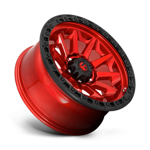 Fuel Offroad D695 COVERT Candy Red Black Bead Ring 17x9 +1 6x114.3mm 66.3mm - Wheelwiz