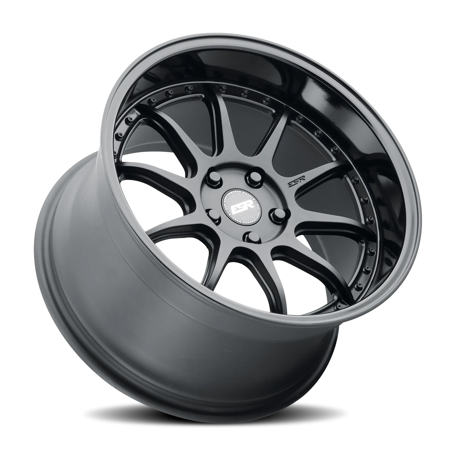 ESR Wheels CS12 Matte Black Gloss Black Lip 18x8.5 +30 5x114.3mm 72.6mm - Wheelwiz