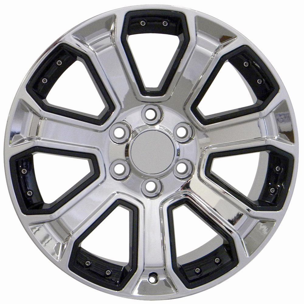 OE Wheels Replica CV93B Chrome with Black 22x9.0 +24 6x139.7mm 78.1mm