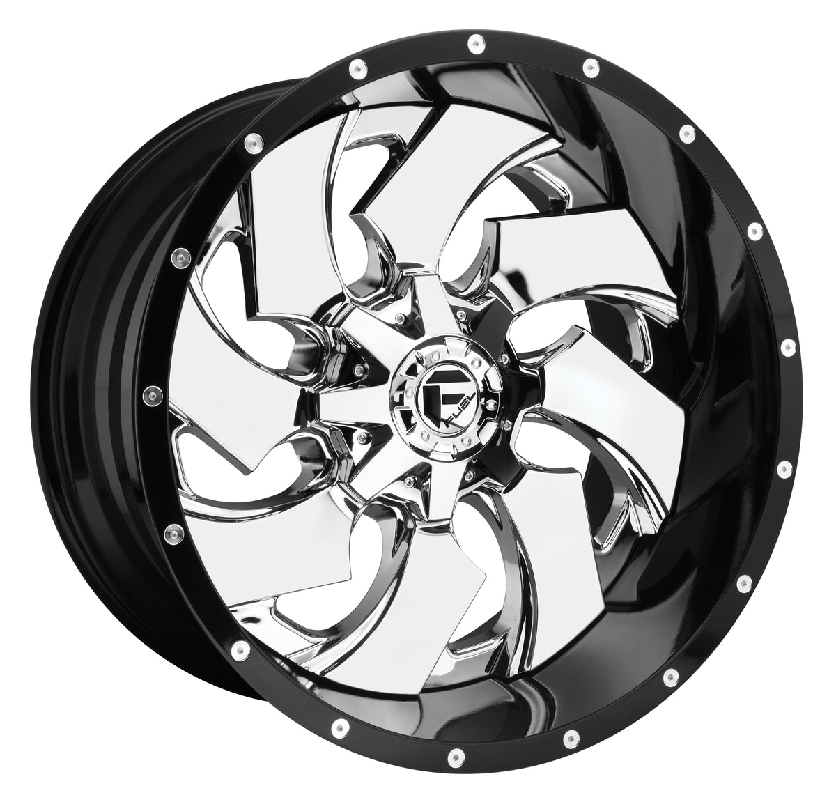 Fuel Offroad D240 CLEAVER Chrome Plated Gloss Black Lip 22x12 -44 8x180mm 124.2mm - 2 PIECE - Wheelwiz