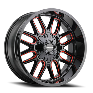 Mayhem COGENT Gloss black milled prism red 20x10 -19 5x127|5x139.7mm 87.1mm