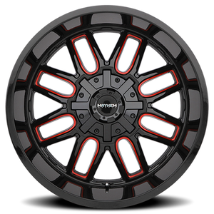 Mayhem COGENT Gloss black milled prism red 20x10 -19 5x127|5x139.7mm 87.1mm