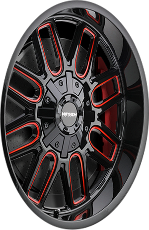 Mayhem COGENT Gloss black milled prism red 20x10 -19 5x127|5x139.7mm 87.1mm