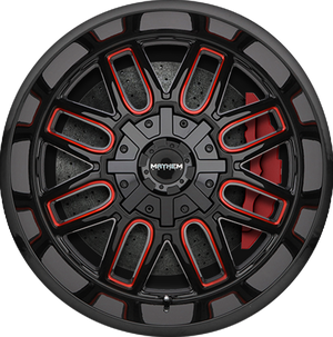 Mayhem COGENT Gloss black milled prism red 20x10 -19 5x127|5x139.7mm 87.1mm