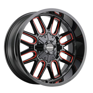 Mayhem COGENT Gloss black milled prism red 20x10 -19 5x127|5x139.7mm 87.1mm