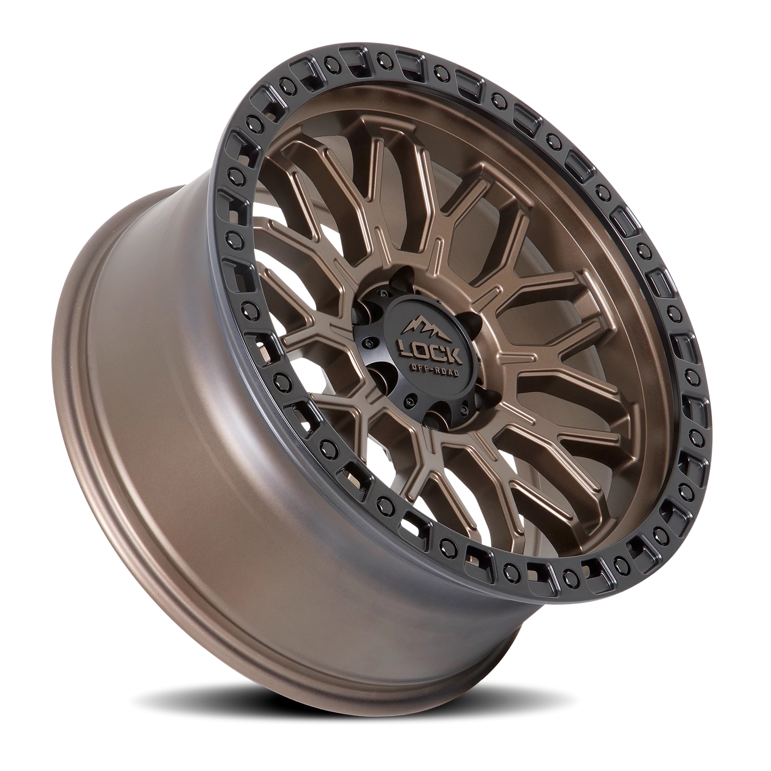 Lock Offroad Combat Matte Bronze W/ Matte Black Ring 17x9 +12 6x135mm 87.1mm - Wheelwiz