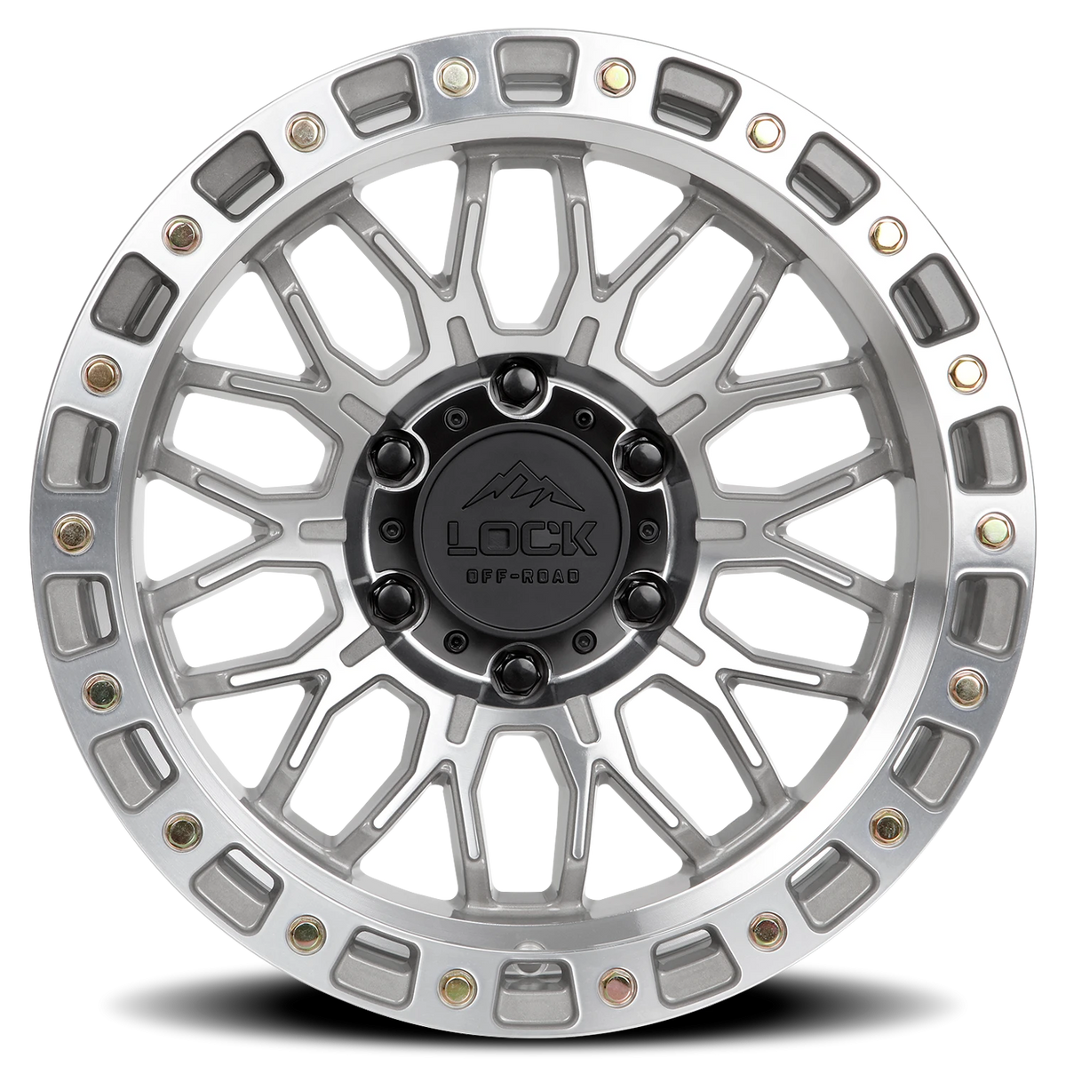 Lock Offroad Combat Machined Silver W/ Clear Coat 17x9 +1 6x135mm 87.1mm