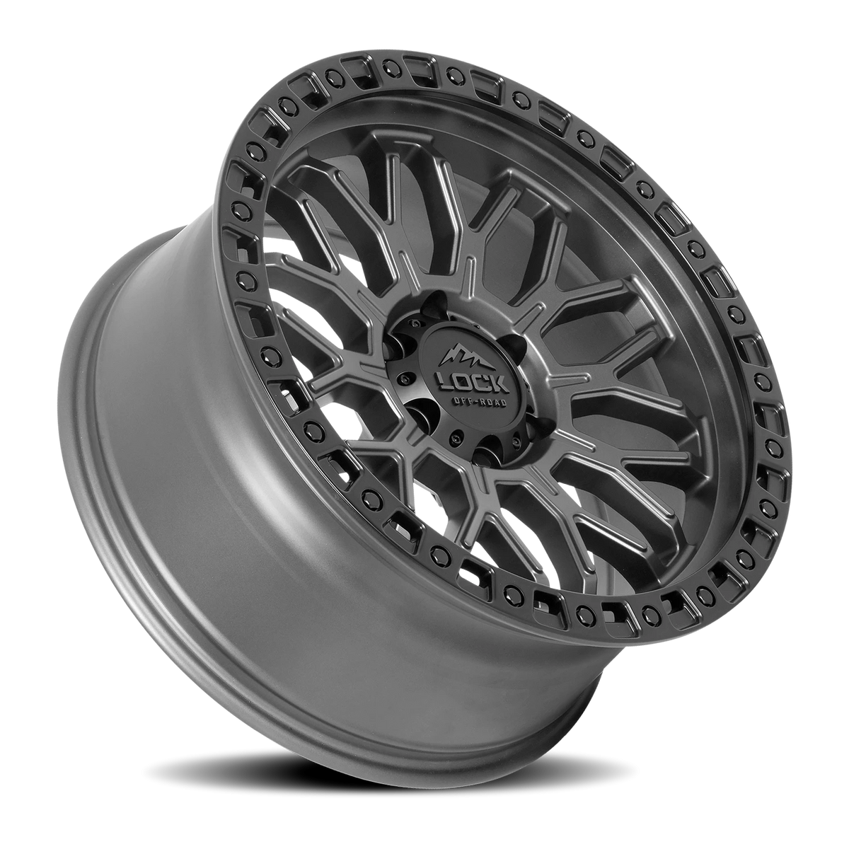 Lock Offroad Combat Matte Grey W/ Matte Black Ring 20x9 0 6x135mm 87.1mm