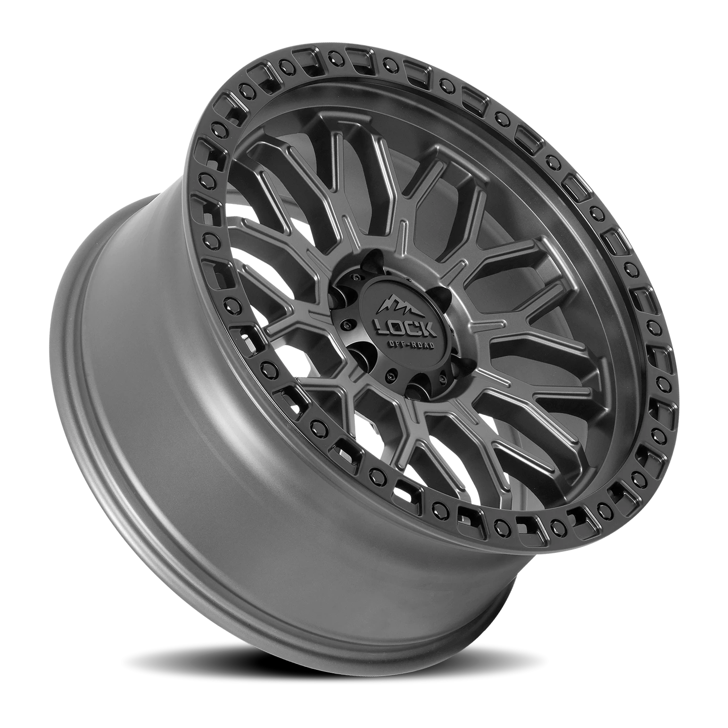 Lock Offroad Combat Matte Grey W/ Matte Black Ring 20x9 0 6x135mm 87.1mm - Wheelwiz