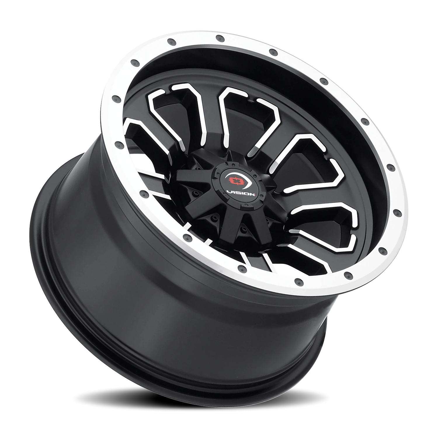 Vision Wheel 548 Matte Black Machined Face 14x8 -10 4x110mm 86mm - Wheelwiz