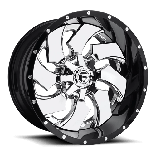 Fuel Offroad D240 CLEAVER Chrome Plated Gloss Black Lip 22x10 -13 8x165.1mm 125.1mm - 2 PIECE - WheelWiz