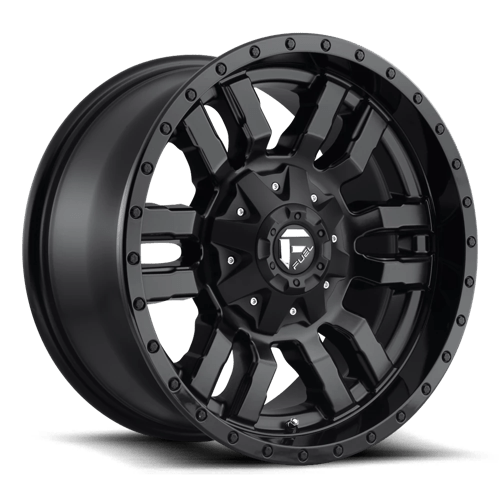 Fuel Offroad D596 SLEDGE Matte Black Gloss Black Lip 20x12 -45 6x135|6x139.7mm 106.1mm - Wheelwiz