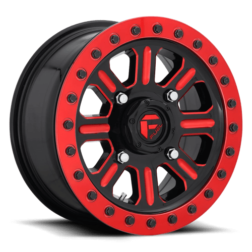 Fuel Offroad D911 HARDLINE BEADLOCK Gloss Black Red Tinted Clear 15x10 +25 4x137mm 110.1mm - Wheelwiz