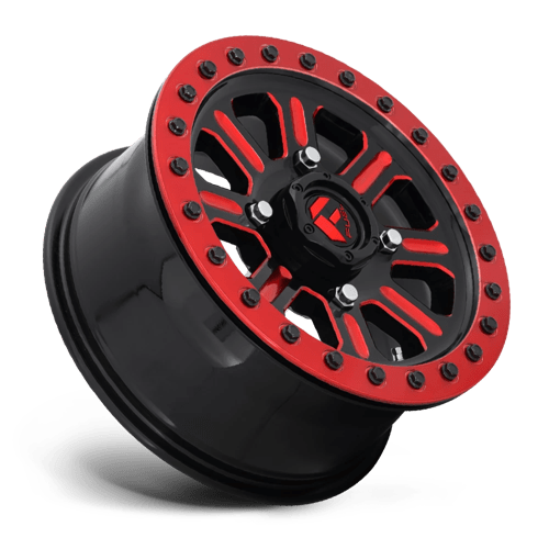 Fuel Offroad D911 HARDLINE BEADLOCK Gloss Black Red Tinted Clear 15x10 +25 4x137mm 110.1mm - Wheelwiz