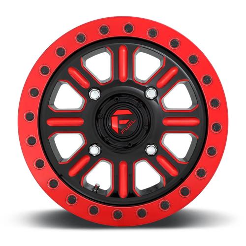 Fuel Offroad D911 HARDLINE BEADLOCK Gloss Black Red Tinted Clear 15x10 +25 4x137mm 110.1mm - Wheelwiz