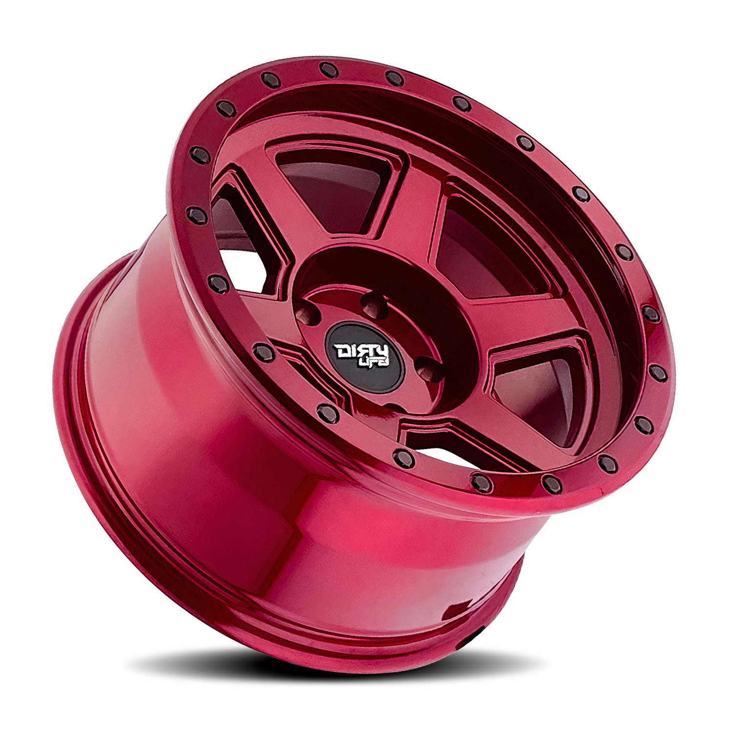 Dirty Life COMPOUND Gloss crimson candy red 17x9 -12 6x135mm 87.1mm - Wheelwiz