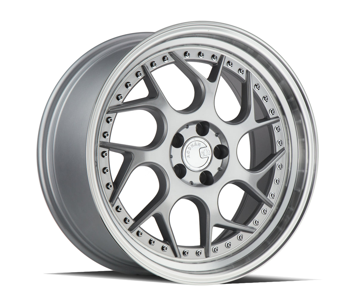 Aodhan DS01 Silver Machined Lip w/Chrome Rivets 18x8.5 +35 5x100 73.1mm - Wheelwiz
