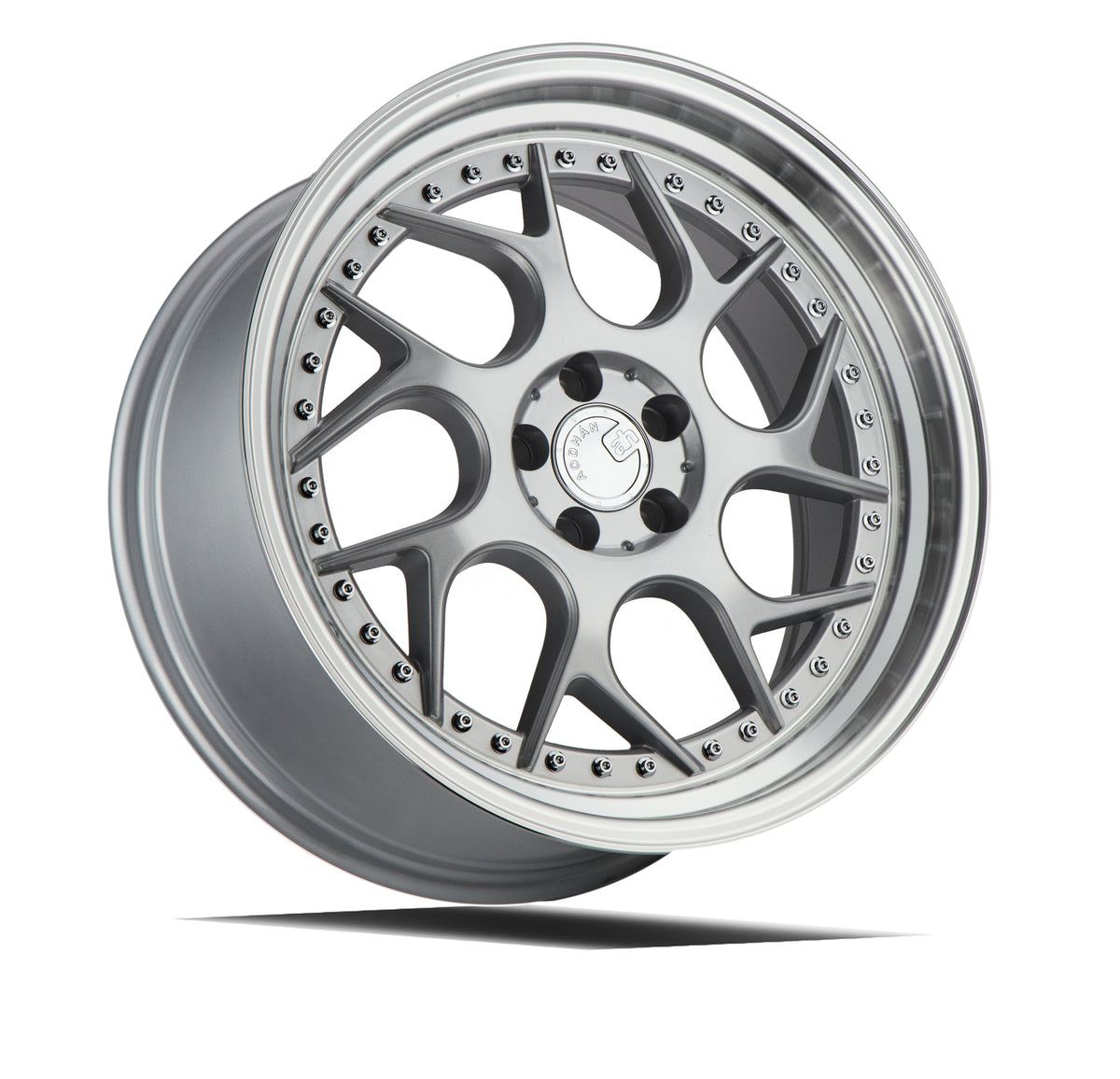 Aodhan DS01 Silver Machined Lip w/Chrome Rivets 18x8.5 +35 5x100 73.1mm - Wheelwiz