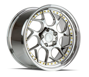 Aodhan DS01 Vacuum Chrome W/ Gold Rivets 18x8.5 +35 5x100 73.1mm - Wheelwiz