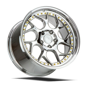 Aodhan DS01 Vacuum Chrome W/ Gold Rivets 18x8.5 +35 5x114.3 73.1mm - Wheelwiz