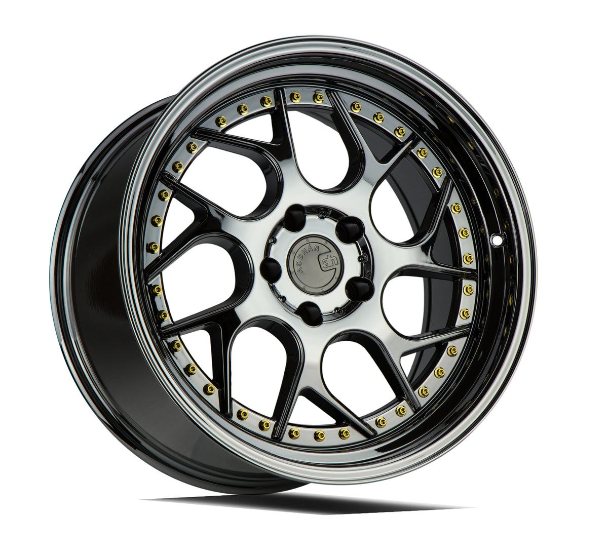 Aodhan DS01 Black Vacuum W/ Gold Rivets 18x9.5 +30 5x114.3 73.1mm - Wheelwiz
